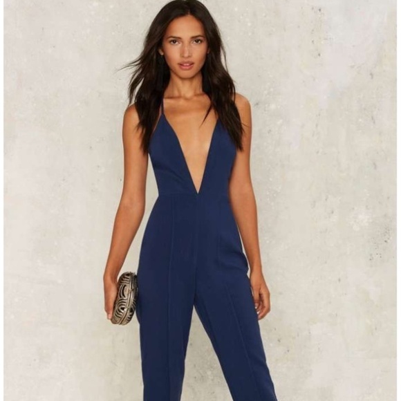 Nasty Gal Blue Deep Plunge Jumpsuit - Picture 5 of 6